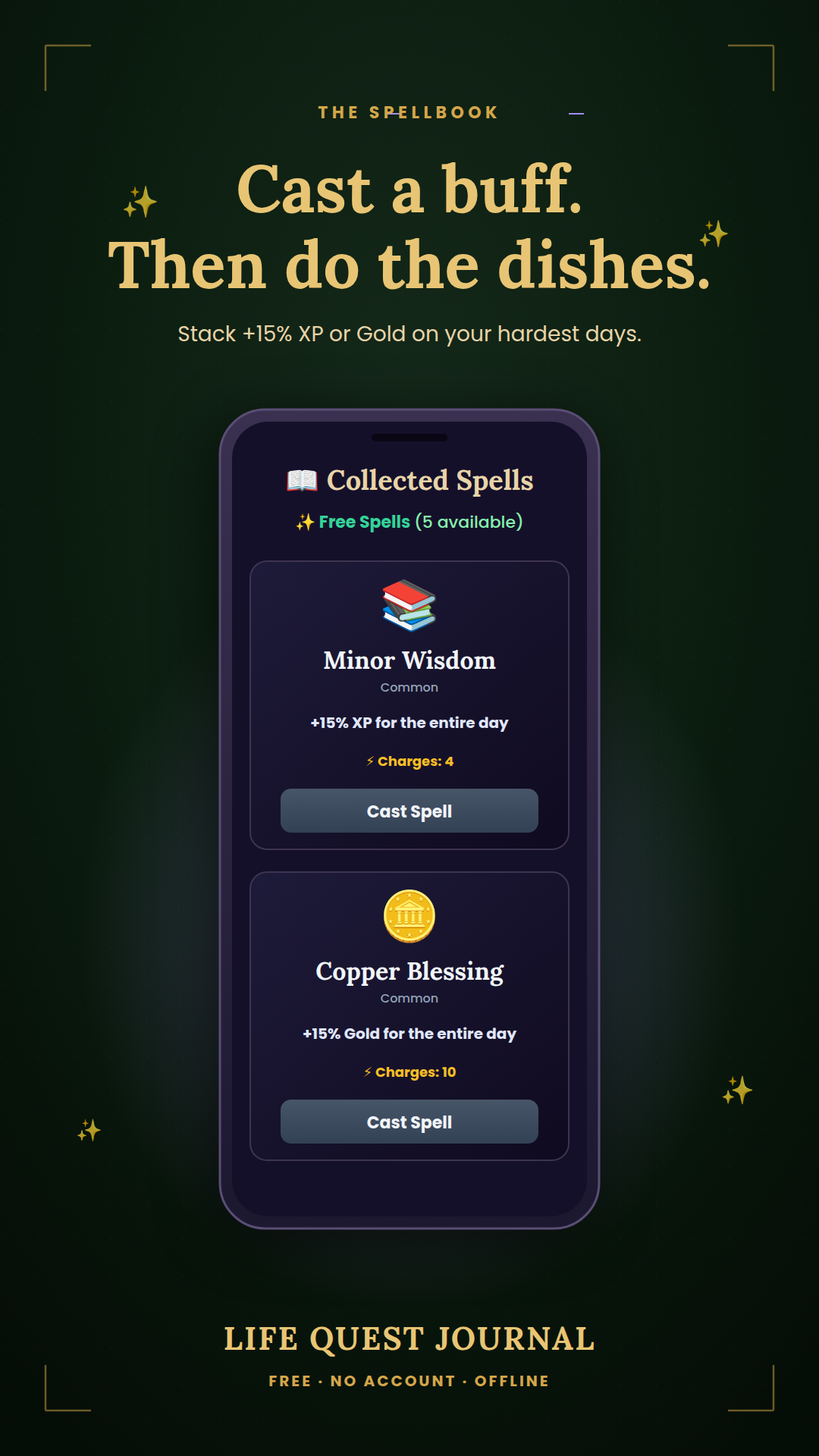 Spellbook with Minor Wisdom and Copper Blessing